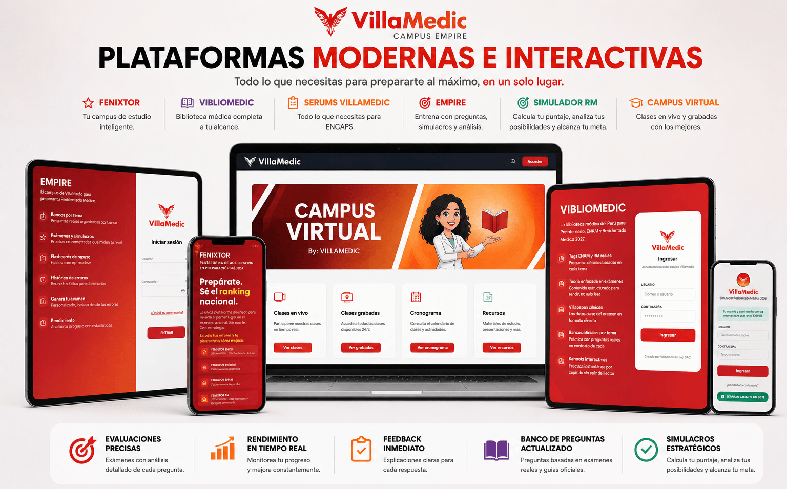 Plataformas académicas modernas e interactivas de VillaMedic