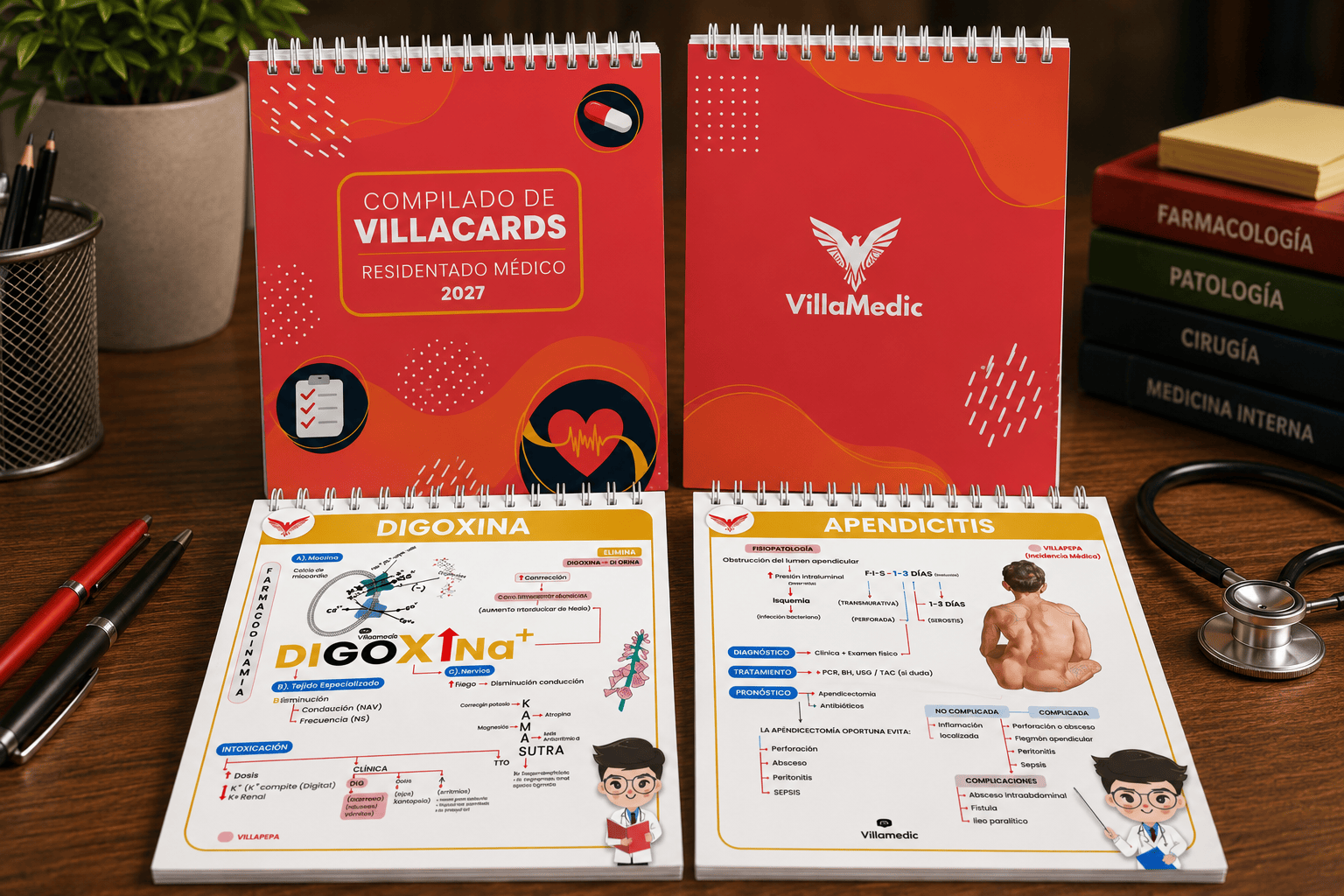 Villacards VillaMedic — conceptos clave esquematizados